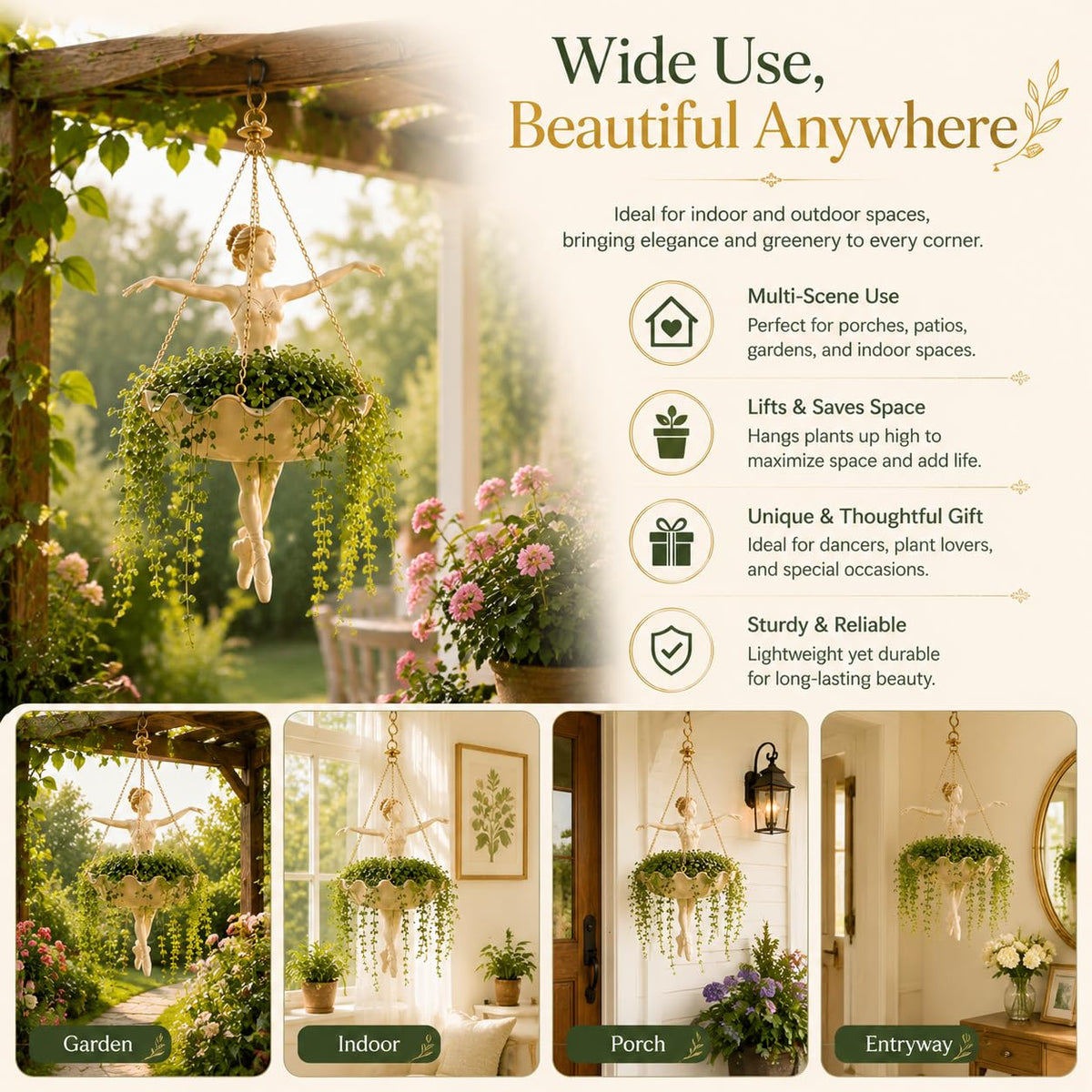 Fairy garden hanging planter multi angle product view