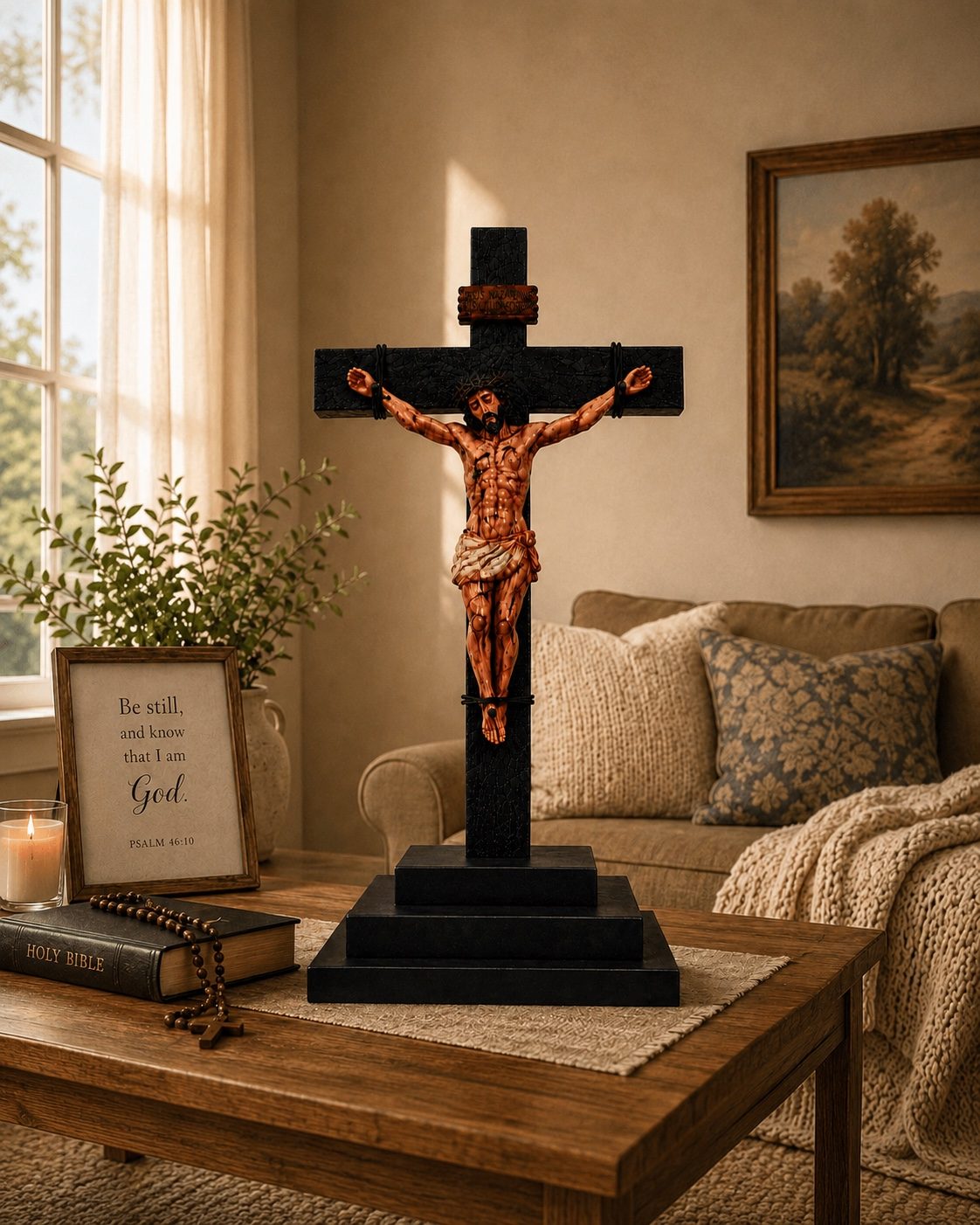 ✝️Handmade Jesus Crucifix – 8.5” & 19” Christian Wall Cross for Home & Prayer Room