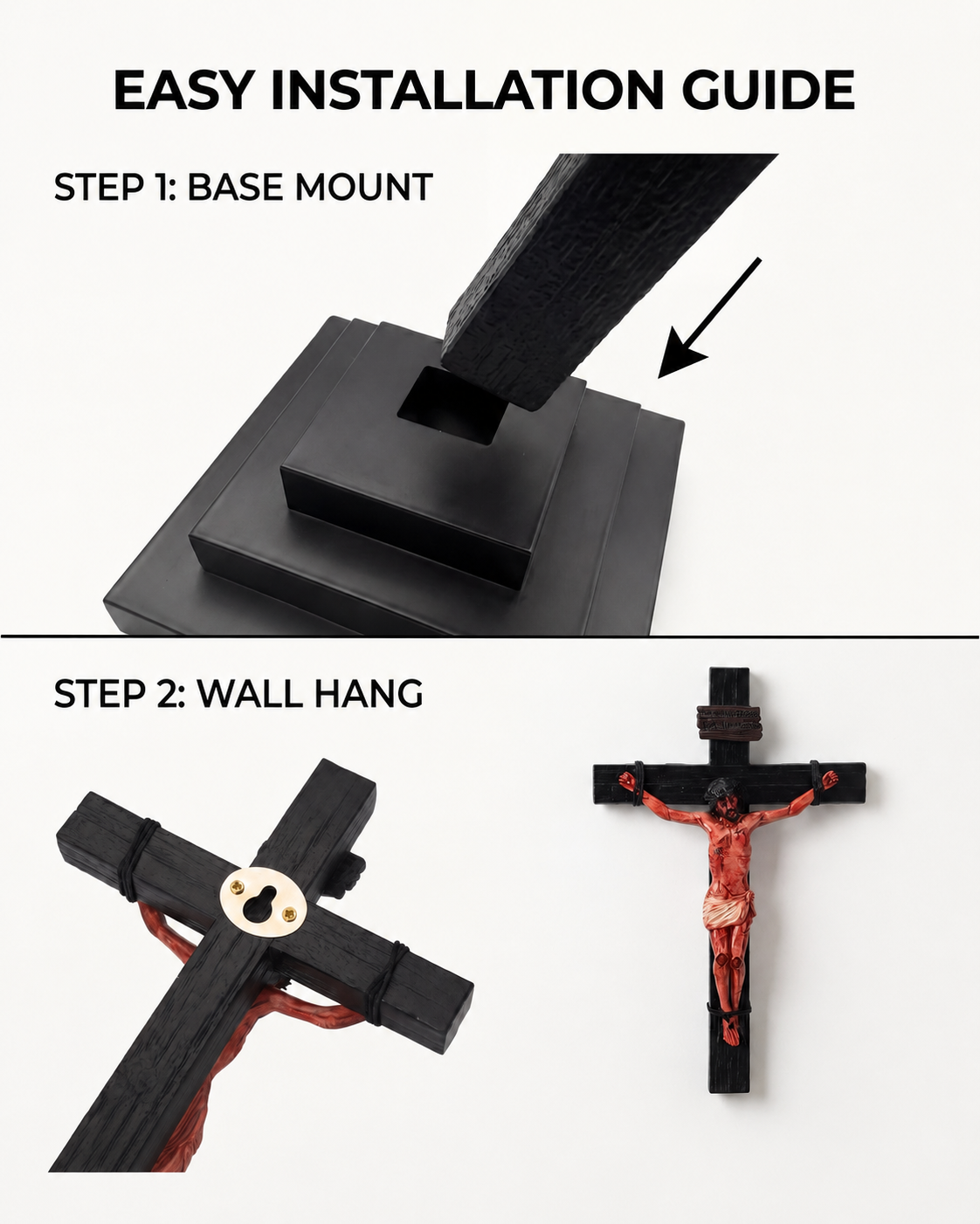 ✝️Handmade Jesus Crucifix – 8.5” & 19” Christian Wall Cross for Home & Prayer Room
