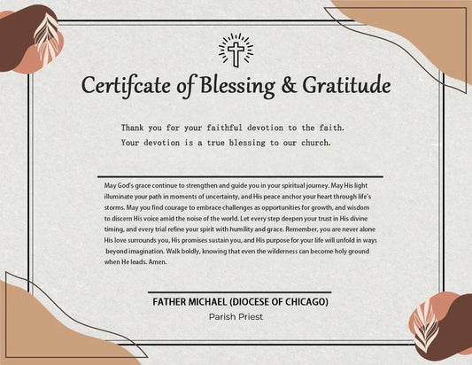 Blessing Certificate